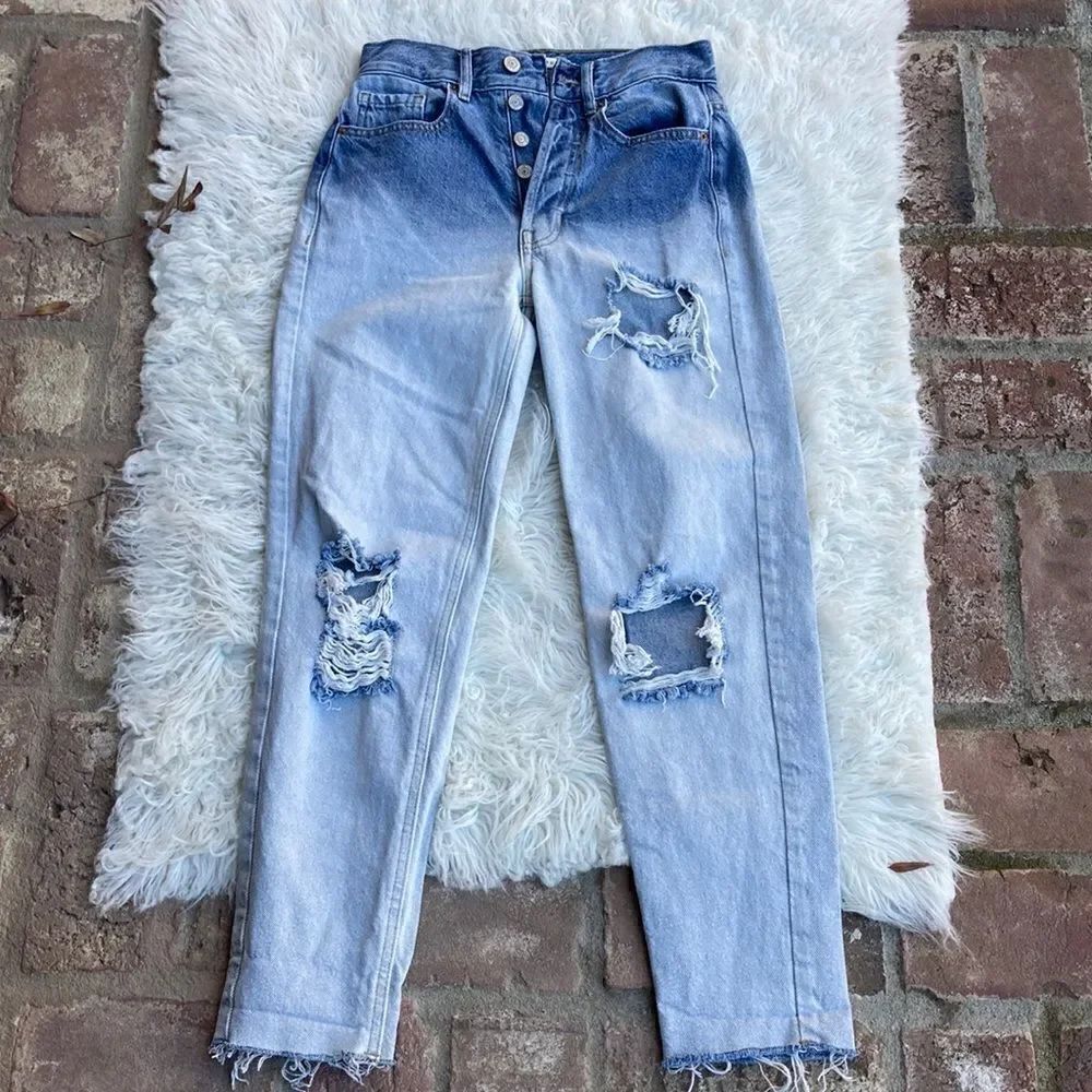 Pacsun Womens 23 Ultra High Rise Waist Slim Straight Leg Destroyed Jeans